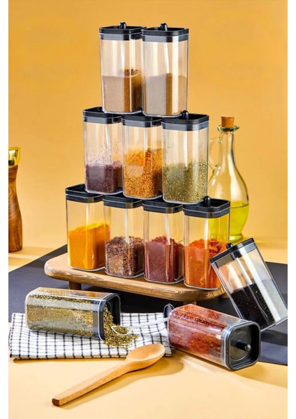 Luxury Pratik Baharatlık Seti, Kaşıklı Kristal Şeffaf Baharatlık Takımı, 250ML Hacim, 3 Adet 1 Adet