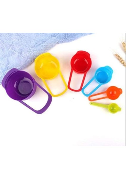 Luxury 6 Adet/set Plastik Gökkuşağı Ölçüm Kaşığı, Ölçüm Kabı 1 Adet
