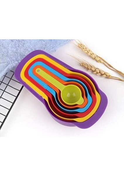 Luxury 6 Adet/set Plastik Gökkuşağı Ölçüm Kaşığı, Ölçüm Kabı 1 Adet fiyatları