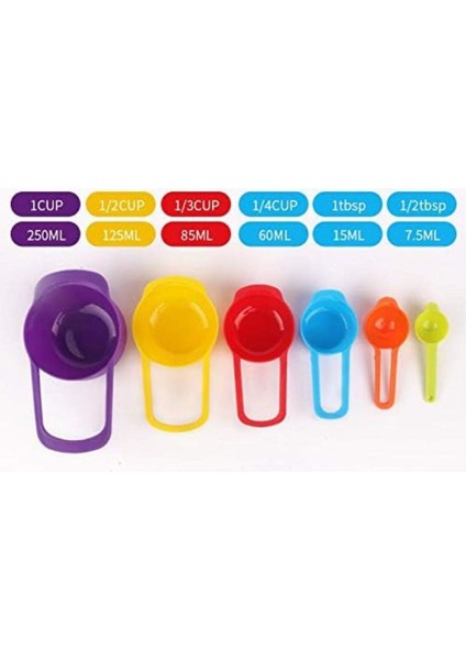 Luxury 6 Adet/set Plastik Gökkuşağı Ölçüm Kaşığı, Ölçüm Kabı 1 Adet modelleri