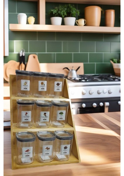 Luxury 9'lu Baharatlık Set - Bambu Baharatlık - Baharat Etiketi Hediye 1 Adet fiyatları