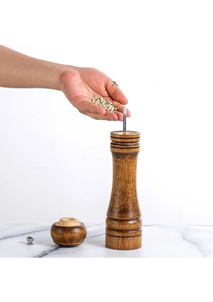 Luxury Ahşap Baharat Tuz Öğütücü Değirmen Tuzluk Baharatlık 21 cm Tek Adet Kahverengi 1 Adet fiyatları