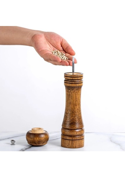 Luxury Ahşap Baharat Tuz Öğütücü Değirmen Tuzluk Baharatlık 21 cm Tek Adet Kahverengi 1 Adet indirimleri