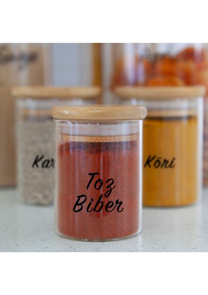 Luxury Kavanoz Etiketi - 14'lü Baharat Seti - Sudan Etkilenmez - Baharat Etiketi - Siyah 1 Adet