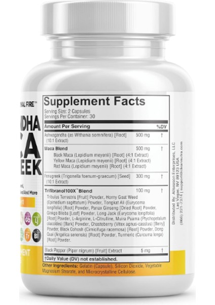 - Maca Root - Fenugreek - With Tongkat - Ginseng - Assists With Stress, Mood & Thyroid - 60 Capsul.made In USA.4054