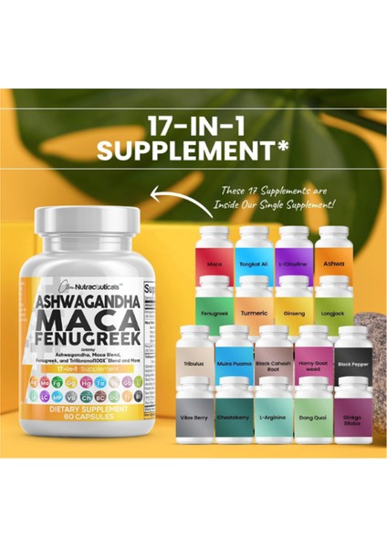 - Maca Root - Fenugreek - With Tongkat - Ginseng - Assists With Stress, Mood & Thyroid - 60 Capsul.made In USA.4054