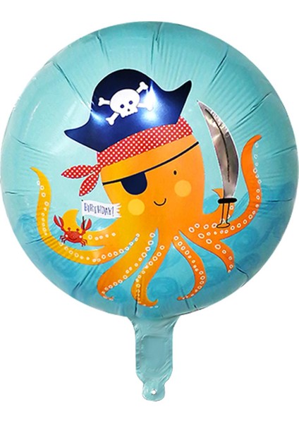 Köpek Balığı ve Ahtapot Balon 45 x 45 cm Korsan Temalı Folyo Balon Set