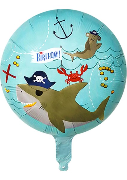 Köpek Balığı ve Ahtapot Balon 45 x 45 cm Korsan Temalı Folyo Balon Set