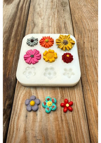 Çiçek Süsleme Set 3 Dokuzlu Silikon Mum Kalıbı