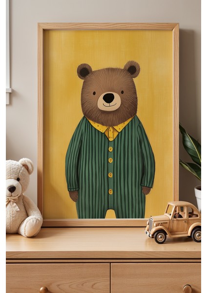 2'li Pijamalı Ayıcıklar Çocuk Odası Ahşap Çerçeveli Duvar Tablosu fiyatları