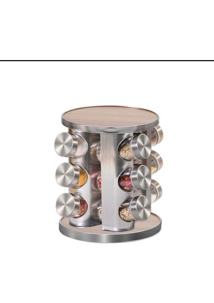 Luxury Cam 360 Derece Dönen 12'li Metal Stantlı Cam Baharatlık Takımı 80 - 100 L 13 1 Adet fırsatları
