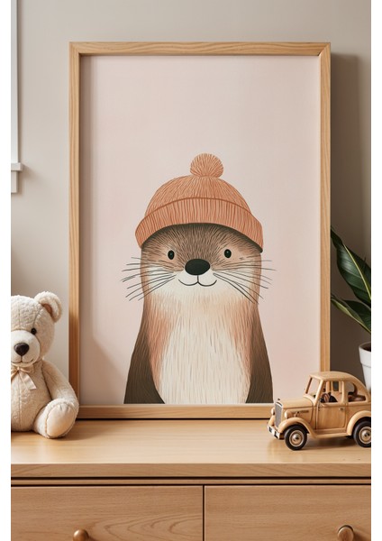 2'li Sevimli Su Samurları Çocuk Odası ve Bebek Odası Ahşap Çerçeveli Duvar Tablosu fiyatları