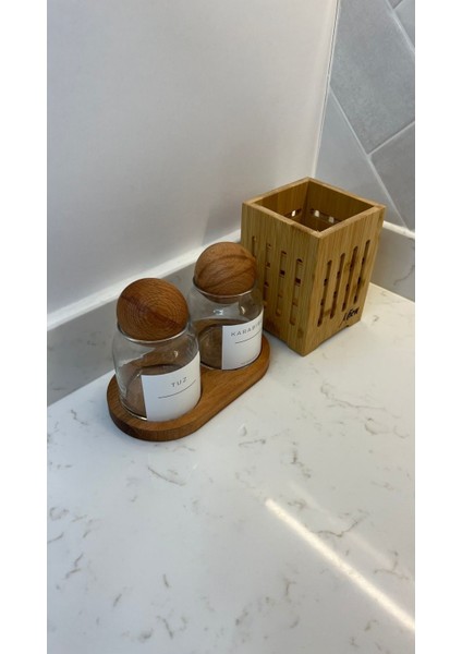 Luxury 2'li Stantlı Top Baharatlık/bambu Kaşıklık 1 Adet indirimleri