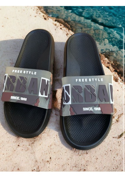 Kamuflaj Desenli Plaj Havuz Bahçe Deniz Günlük Erkek Terlik