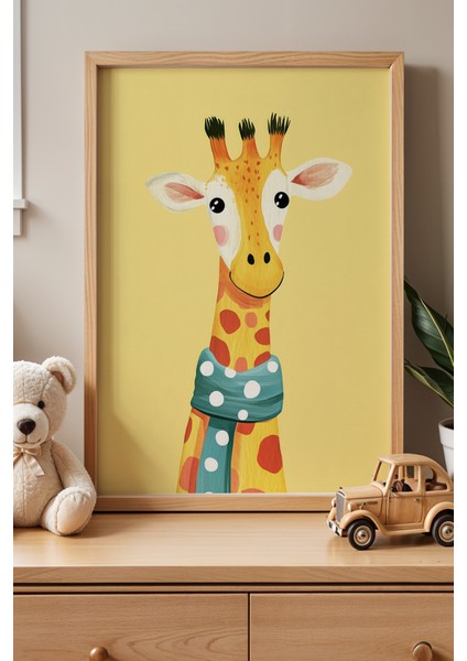 2'li Sevimli Zürafa Çocuk Odası ve Bebek Odası Ahşap Çerçeveli Duvar Tablosu fiyatları