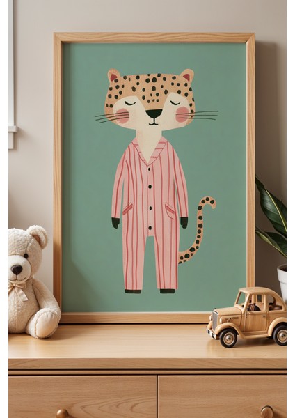 Kalpli Panda ve Leopar – Çocuk Odasına Özel Modern Tablo Seti fiyatları