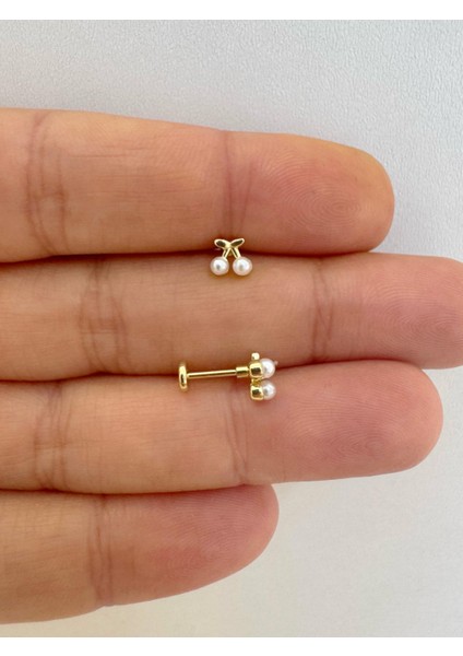 1 Adet Arkası Düz Kirazlı Incilitragus Helix Lobe Conch Uyumlu Piercing