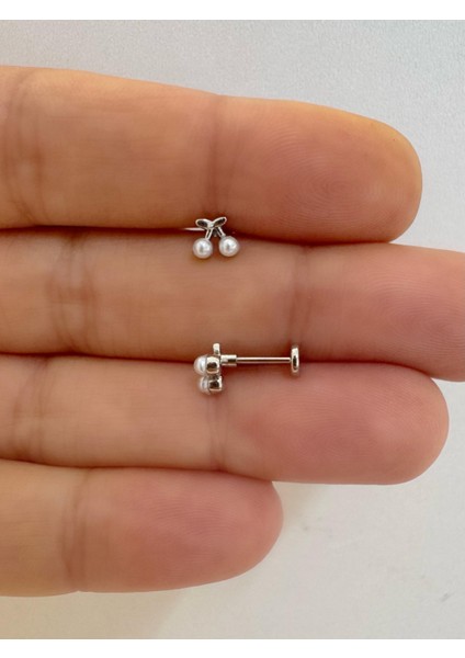 1 Adet Arkası Düz Kirazlı Incilitragus Helix Lobe Conch Uyumlu Piercing