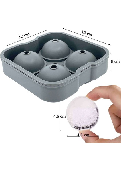 Silikon Buz Kalıbı Yuvarlak Küre Buz Kalıbı 4 Lü modelleri
