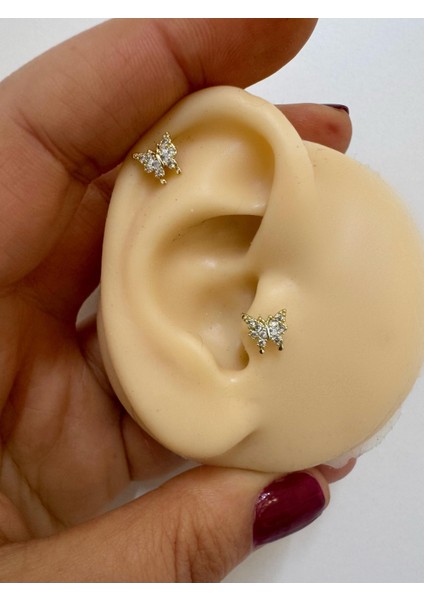 1 Adet Arkası Düz Önden Takmalı Tragus Helix Lobe Cocnh Uyumlu Piercing Küpe fiyatları