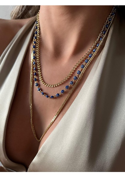 Vip Seri 14 K Altın Rengi Çelik Kolye 60 cm 3 Numara