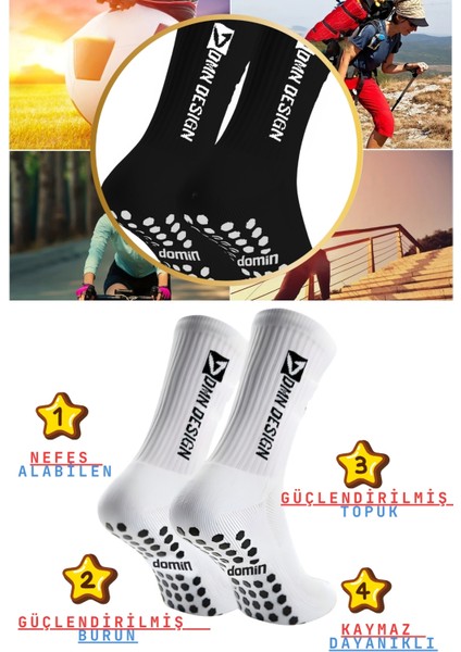 2'li Siyah Beyaz Kaydırmaz Silikonlu, Nefes Alan pamuk Premium Futbol Fitness Biker Koşu Sporcu Çorap fiyatları