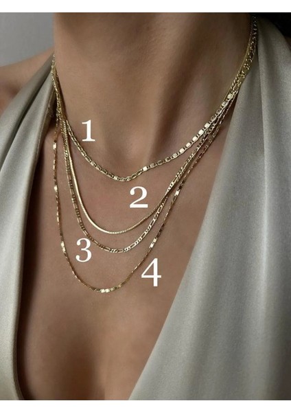 Vip Seri 14 K Altın Rengi Çelik Kolye 45 cm 2 Numara