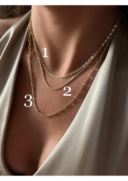 Vip Seri 14 K Altın Rengi Çelik Kolye 45 cm 2 Numara