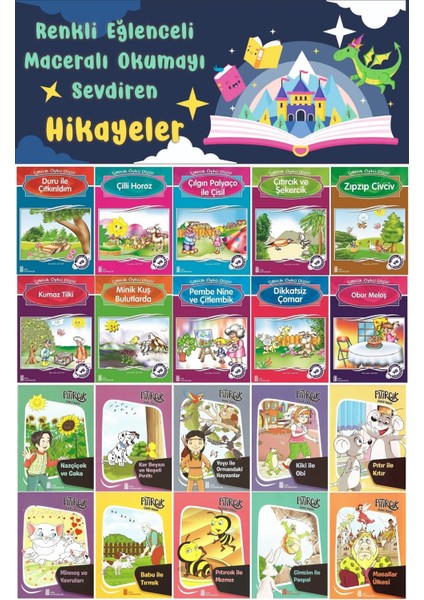 2.sınıf Renkli Eğlenceli Maceralı Okumayı Sevdiren Hikayeler (20 Kitap)