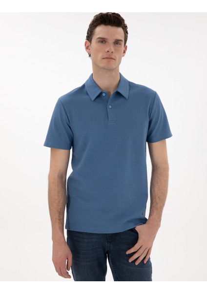 Erkek Mavi Slim Fit Polo Yaka Tişört 50307581-VR036 modelleri