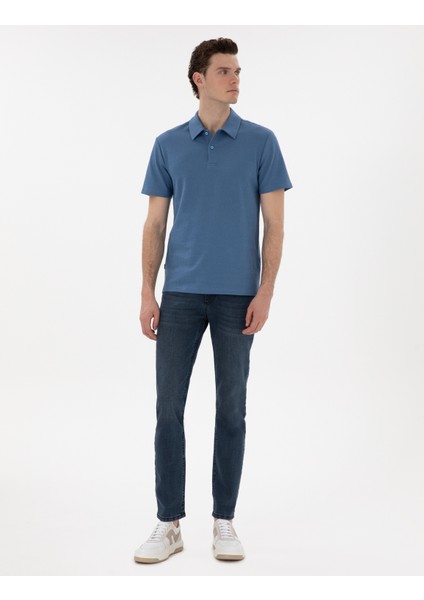 Erkek Mavi Slim Fit Polo Yaka Tişört 50307581-VR036 fırsatları