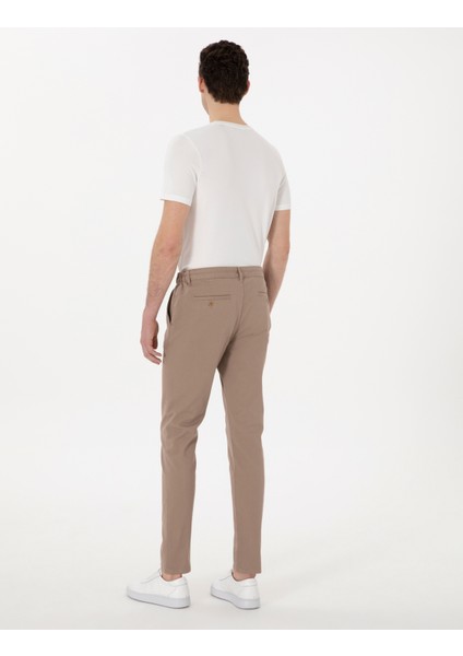 Erkek Vizon Slim Fit Beli Lastikli Kanvas Pantolon 50308080-VR052