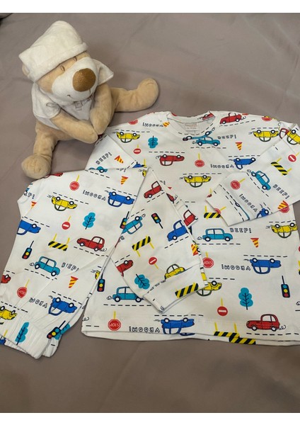%100 Pamuklu Baskılı Erkek Çocuk Pijama Takımı