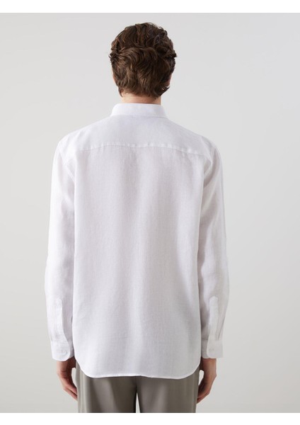 Lcw Vision Slim Fit Uzun Kollu Keten Erkek Gömlek