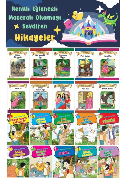 3.sınıf Renkli Eğlenceli Maceralı Okumayı Sevdiren Hikayeler 2 (20 Kitap)