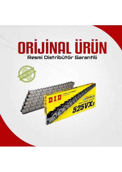 Dıd Ducati Hypermotard 1100 Evo Sp (2007-2013) 525-104 X-Ringli Zincir (Çelik Renk)