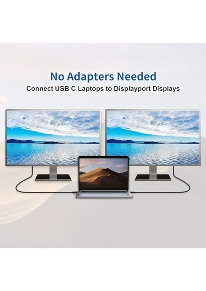USB C To Displayport Kablo - Dp 1.4, Thunderbolt 4, Thunderbolt 3, Hdr, 8k 60Hz, 4K 144Hz, 4K 120Hz, 4K 60Hz, 2k 240Hz, Full Hd 240Hz, Örgülü, 2 Metre (CDP14B-PRO)