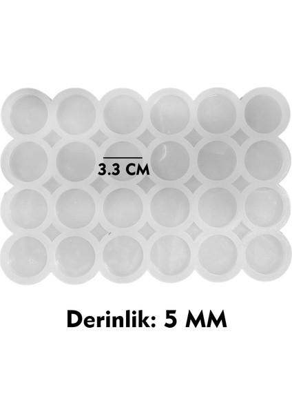 Epoksi Kalıbı Çoklu Daire Kolye ve Anahtarlık Kalıbı 3.3 cm 24 Lü