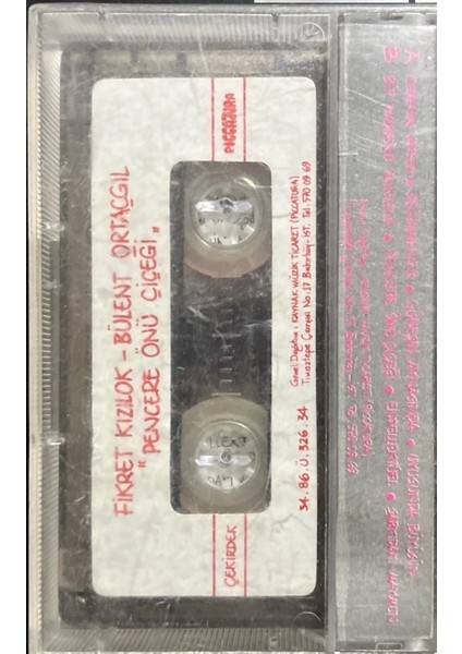 (Çekirdek Yayınevi) Kaset Fikret Kızılok Bülent Ortaçgil Pencere Önü Çiçeği Kaset