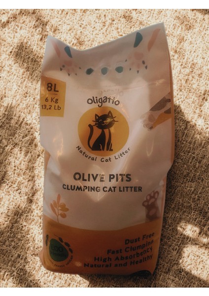 Zeytin Çekirdeğinden Aktif Karbonlu Kedi Kumu 8 Lt x 3 Adet