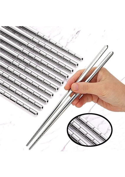 Luxury Kore Yemek Çubuğu Paslanmaz Metal Chopstick 10 Çift (20 Adet) 1 Adet