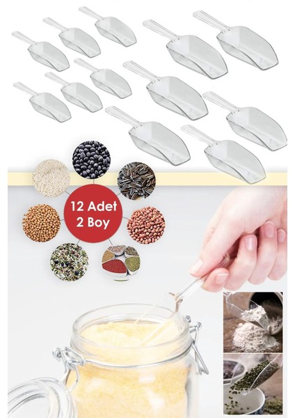 Luxury 12 Li Lüx Baharat Kaşığı Baharat ve Bakliyat Küreği 12 Adet 2 Farklı Boy 1 Adet