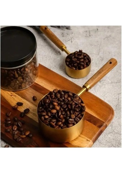 Luxury 4 Adet Büyük Boy Paslanmaz Çelik Ahşap Saplı Ölçü Kaşığı Seti Ölçü Kabı 60ML 80ML 125ML 250ML 1 Adet