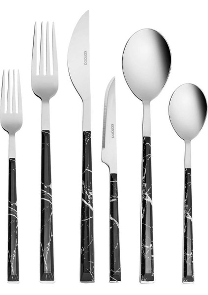 Luxury Leda 36 Parça 6 Kişilik Çatal Kaşık Bıçak Takımı Black 1 Adet
