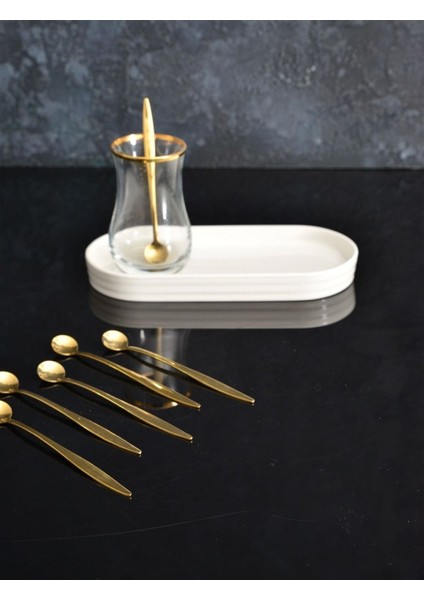 Luxury 6 Lı Orkide Parlak Gold Çay / Nescafe Kaşığı 1 Adet