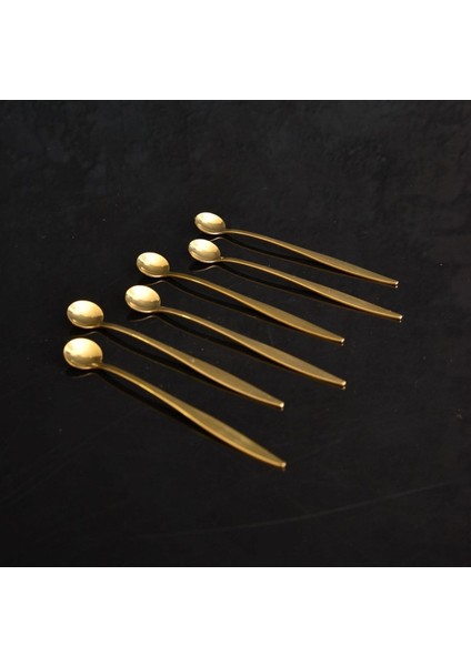 Luxury 6 Lı Orkide Parlak Gold Çay / Nescafe Kaşığı 1 Adet