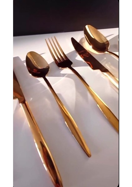 Luxury Yakut Titanyum Gold Yemek Çatalı 6 Adet 1 Adet