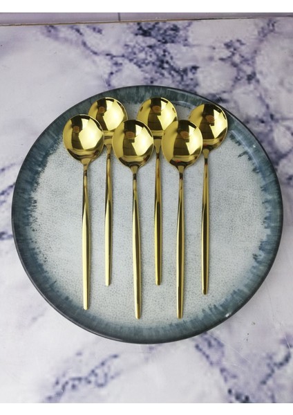 Luxury Gold Paslanmaz Çelik 18 Parça Yuvarlak Form Çatal Bıçak Kaşık Seti 1 Adet indirimleri