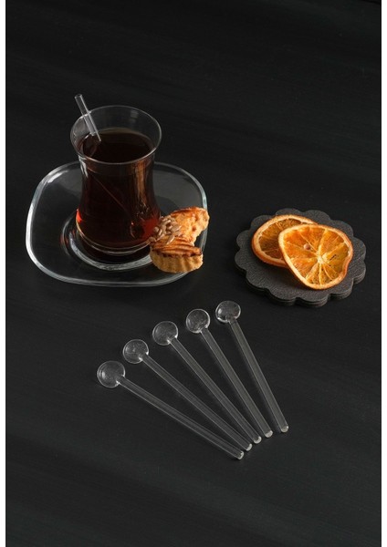 Luxury 6'lı Lüx Sade Cam Çay Kaşığı Seti 1 Adet