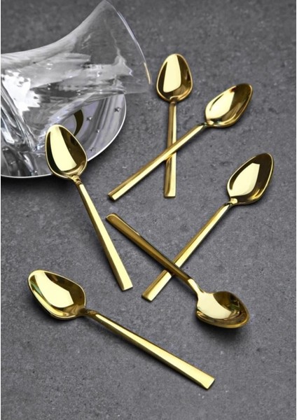 Luxury Pırlanta Çay Kaşığı Gold (6 Adet) 1 Adet